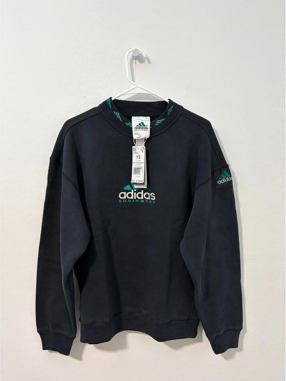 New Adidas EQT Wash Crewneck Sweatshirt Black JC8222 - Mens XS Oversized fit